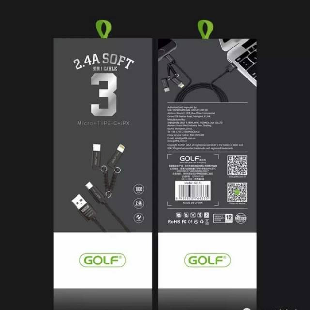 Kabel USB Golf 3 in1 (Android, iPh, type C)