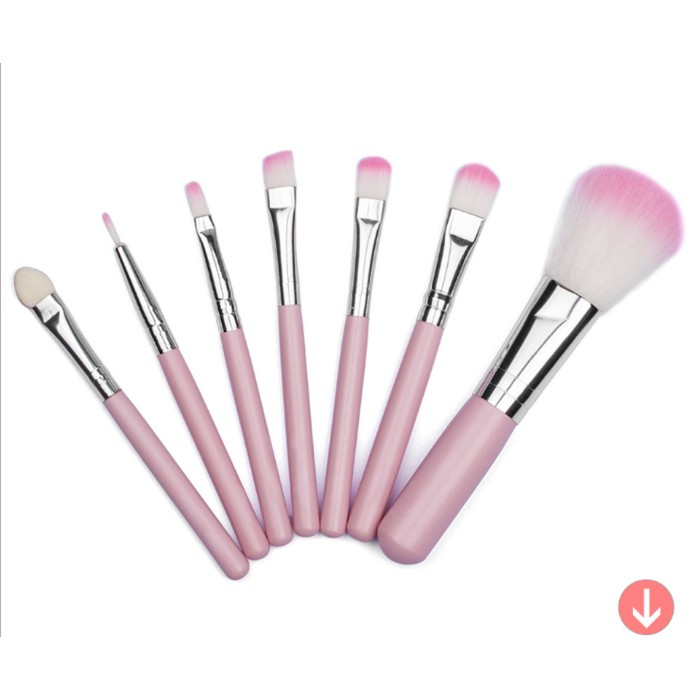 Kuas Set Isi 7 Small Pink Pouch
