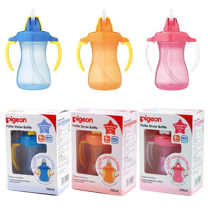 Pigeon Petite Straw Bottle 360° Rectractable Handle 150ml