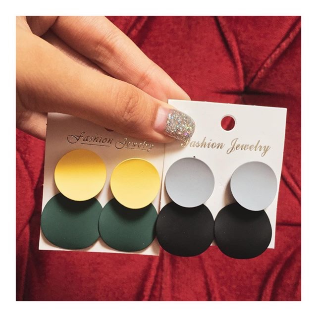 Anting Double Round Candy Color