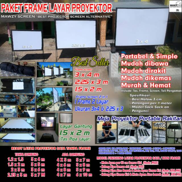 paket frame ukuran 1,5x2 meter