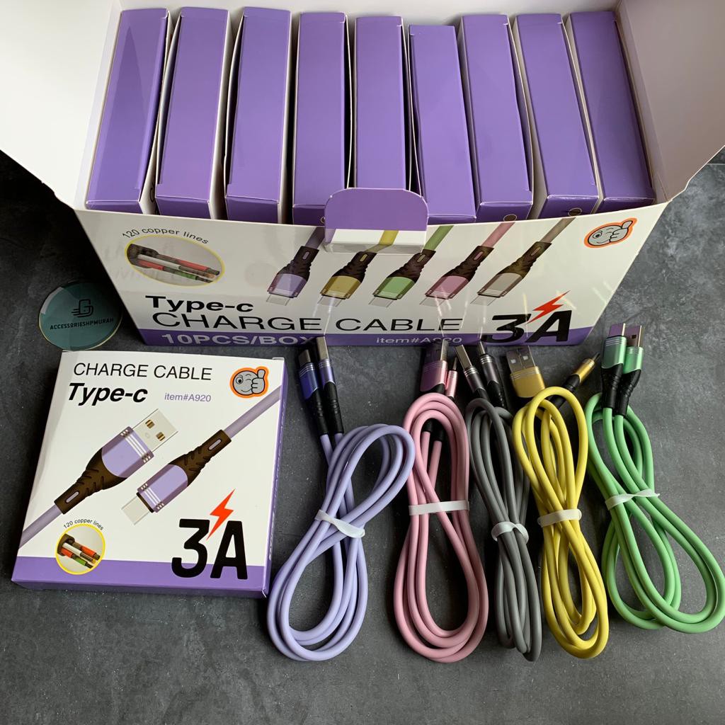 KABEL DATA A920 3A LIGHTNING/ MICRO / TYPE C KABEL DATA SATUAN/BOX ISI 10 PCS