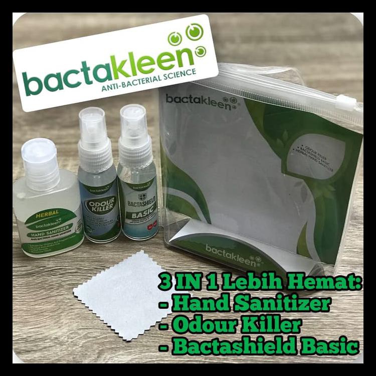 BACTAKLEEN TRAVEL PACK HAND SANITIZER, ODOUR KILLER, BACTASHIELD BASIC KODE 782