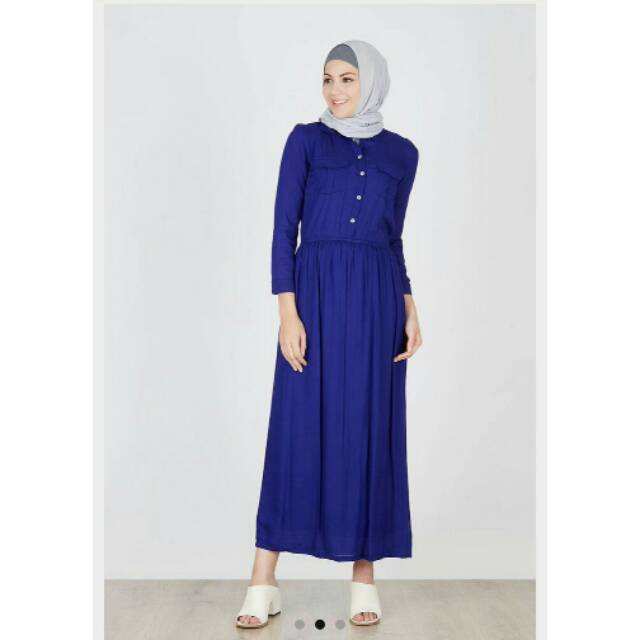 Tunic rayon long sleeve Wpocket blue zamora