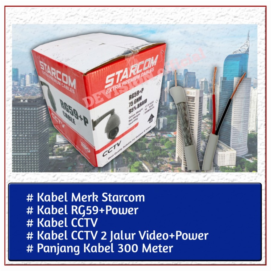 Kabel CCTV Starcom RG59 Plus Power 300m