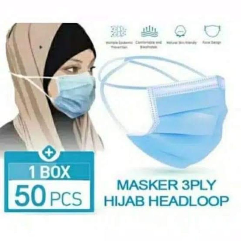 masker biru hijab
