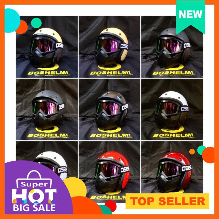 HELM RETRO GOOGLE MASK MERAH