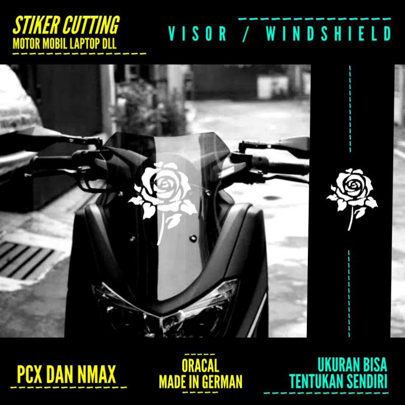 STIKER BUNGA MAWAR CUTTING VISOR WINDSHIELD PCX NMAX DLL