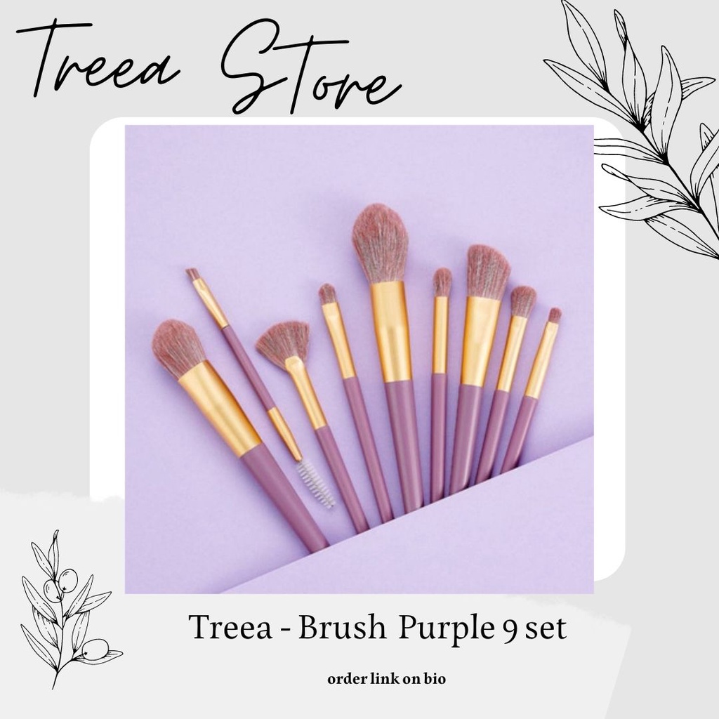 ✨TREEA STORE✨Treea Make up brush set purple 9 kuas make up set