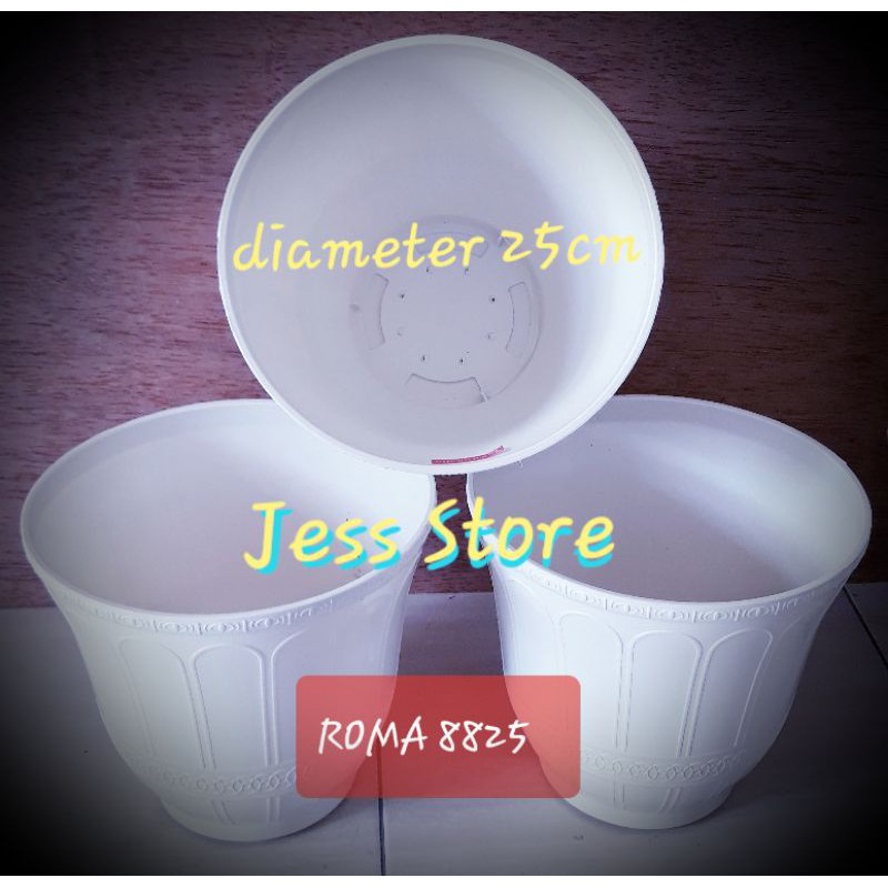 POT BUNGA ROMA 25 CJP - PUTIH Diameter 25 cm