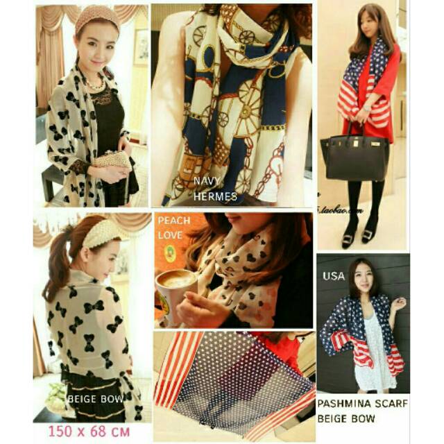 Pasmina beige bow isi 4pcs