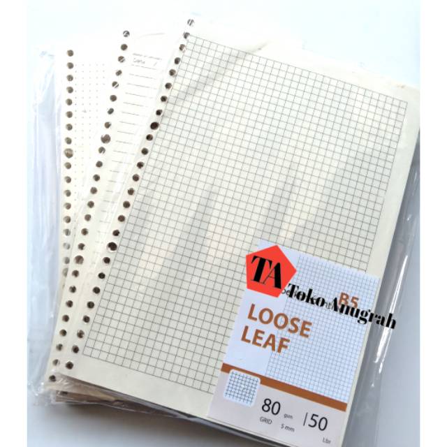 REFIIL LOOSE LEAF BOOKPAPER B5 GRID / DOTTED / RULED