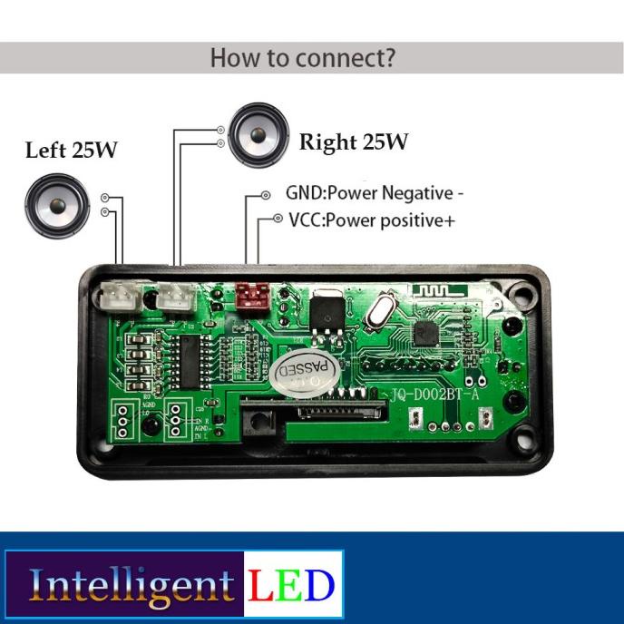 Amplifier 2x25W Stereo MP3 USB FM Board Bluetooth Module 12V