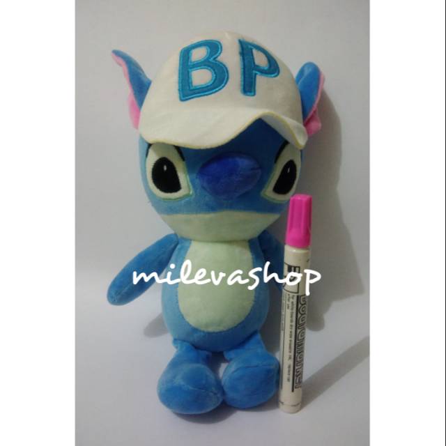 Boneka Stitch Topi Putih 28cm Import