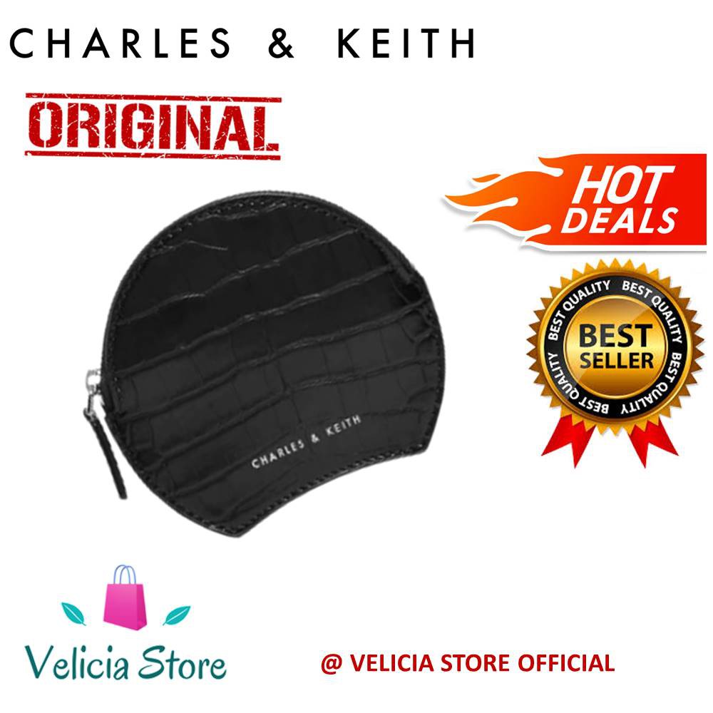 Charles & Keith - Circle Croc Effect Mini Pouch Original