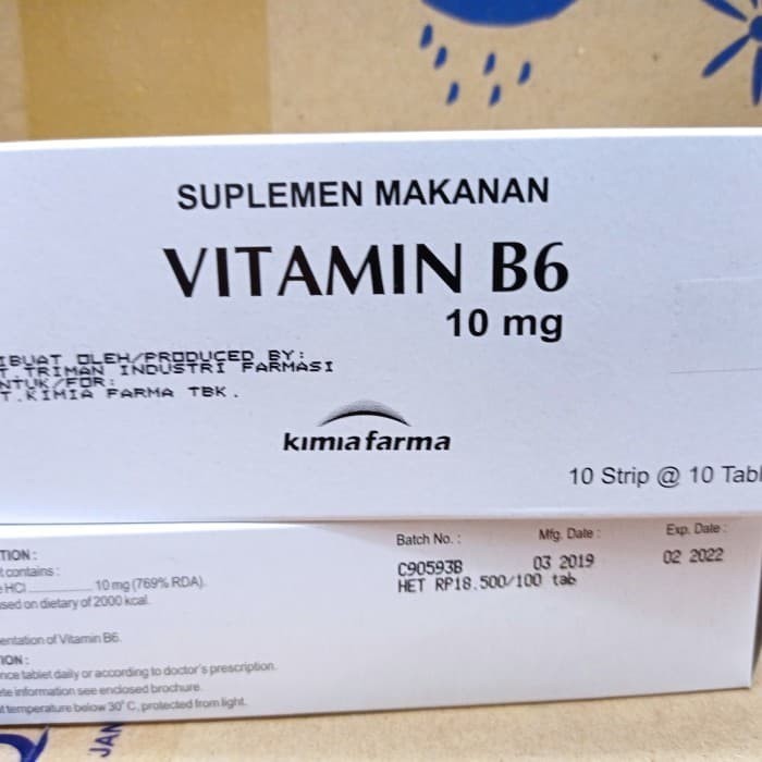 vitamin b 6 10mg box 100 tablet
