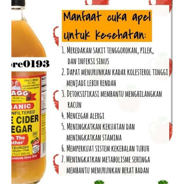 Cuka Apel Cider Vinegar Bragg 100mo