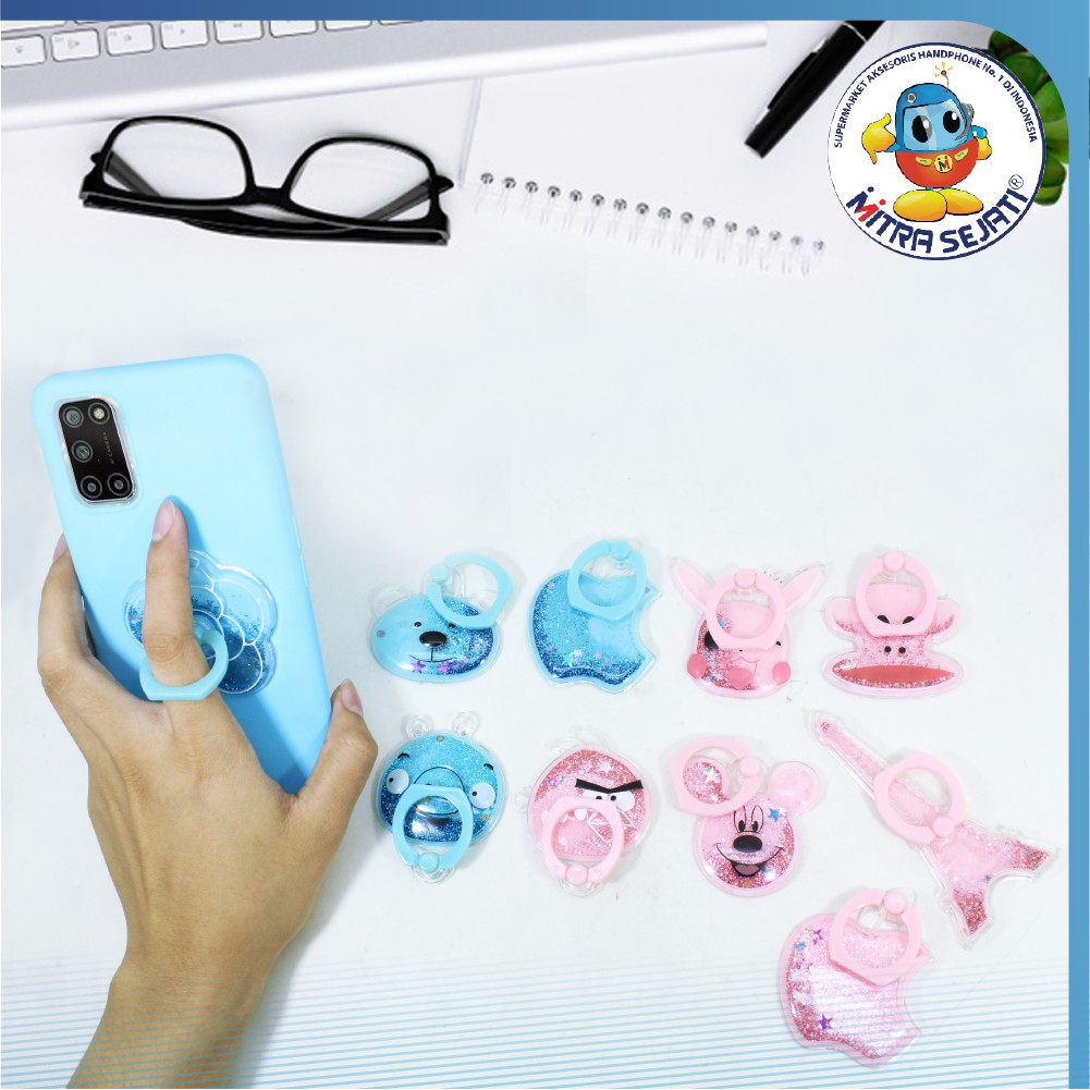 Holder Popsocket Standing Ring Glitter Pink dan Blue