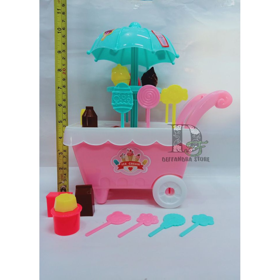Gerobak mini mainan ice cream dan lolipop
