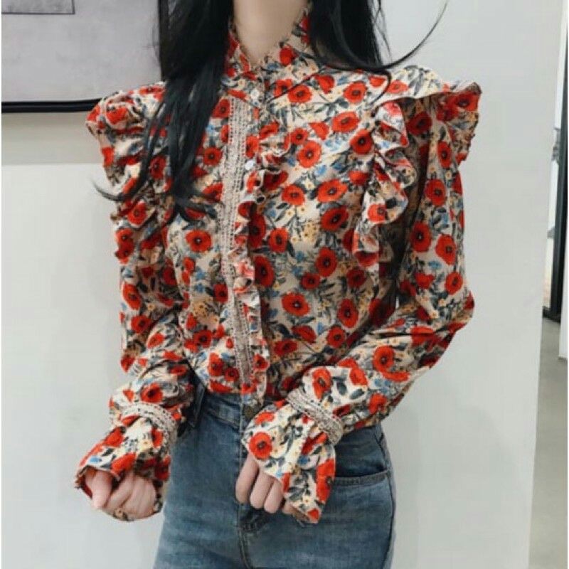 Atasan Import Flow Red Ruffle