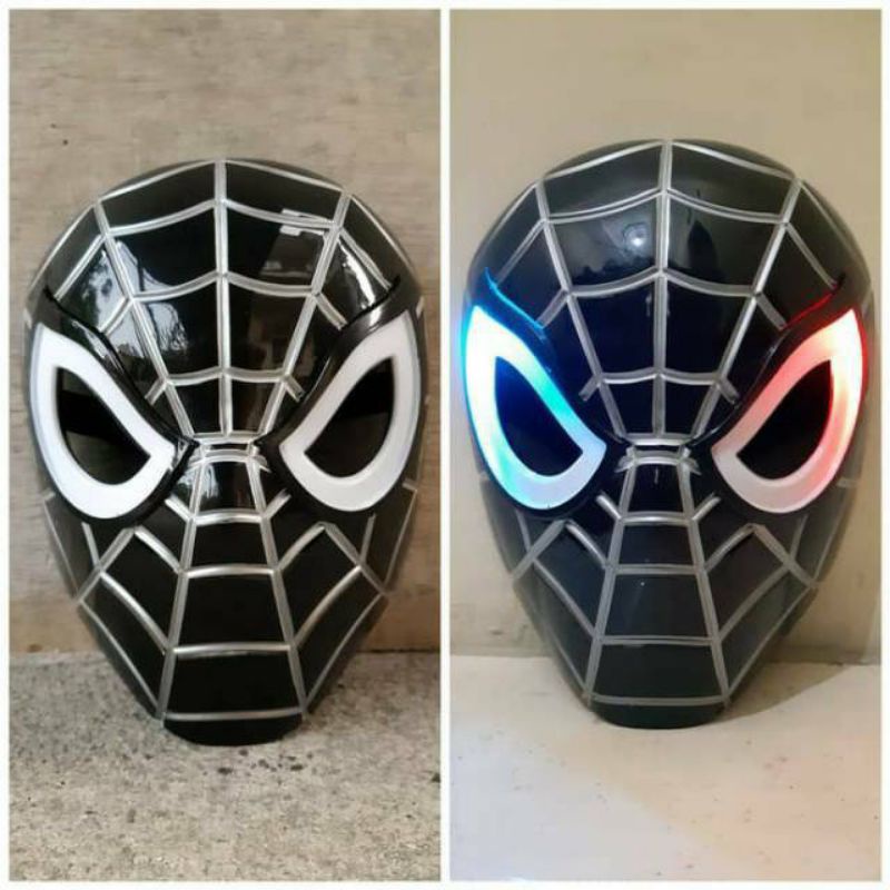 Topeng Spiderman hitam LED