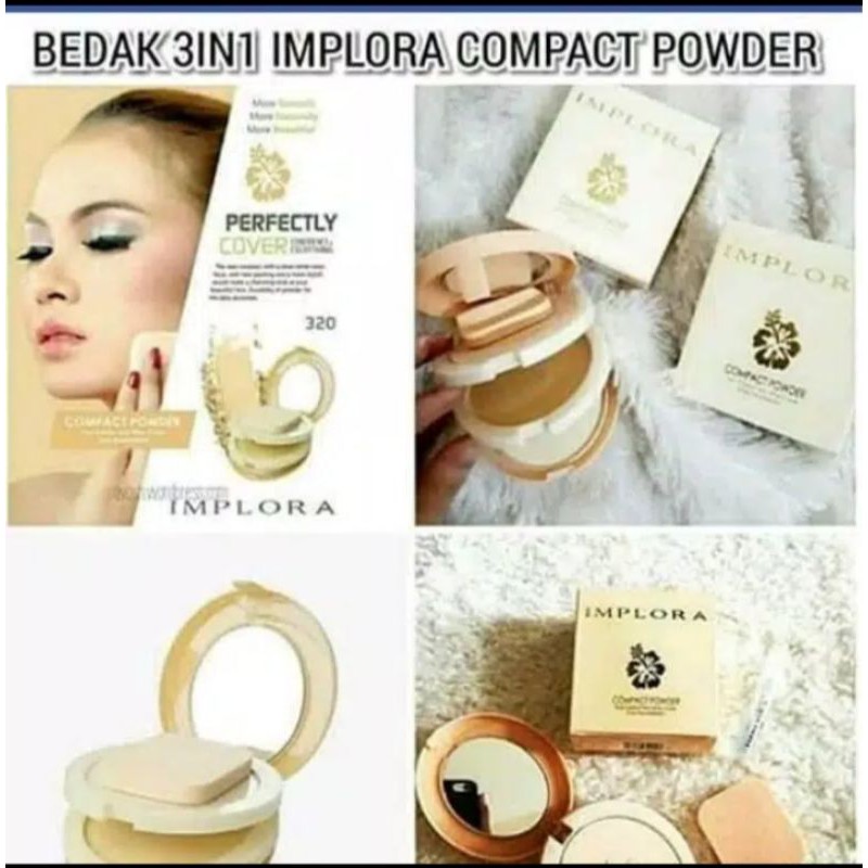 Bedak 3IN1 Implora Compact Powder/Bedak Foundation kode 320