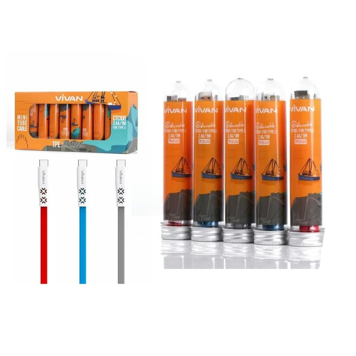 Kabel data Vivan CTC 100 Kabel data Tipe-C minitube 2.4A