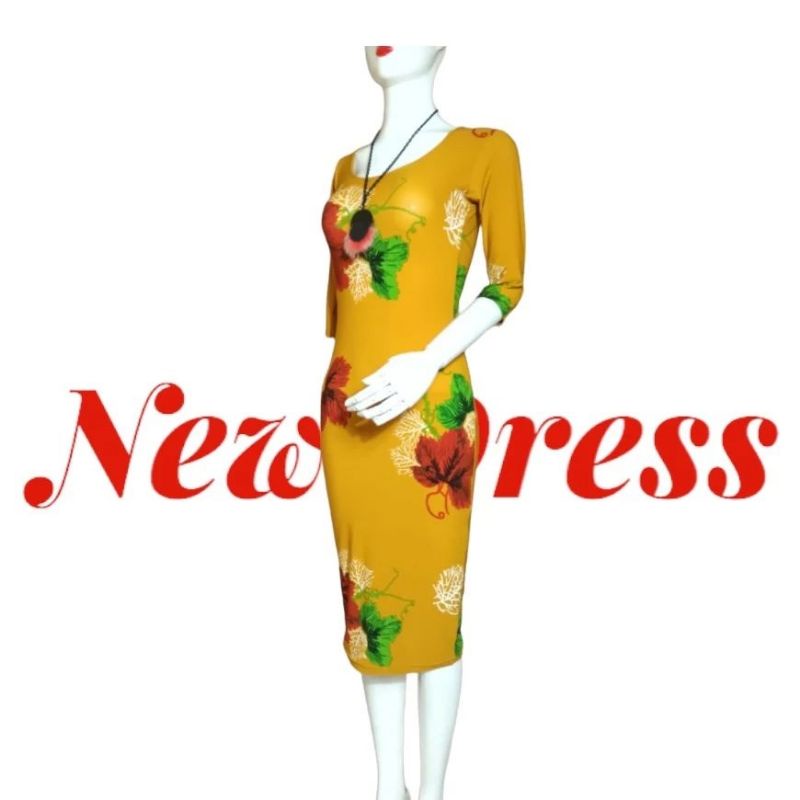 midi dress kuning bunga