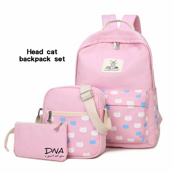 Tas Wanita Head Cat Backpack 3in1