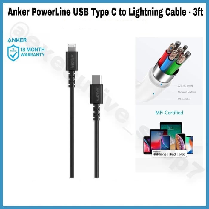 Anker PowerLine USB Type C to Lightning Cable - 3ft