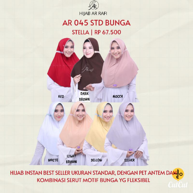 HIJAB SERUT ARRAFI || Ar 045 Std bunga