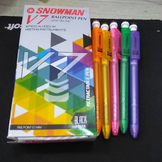 Ballpen snowman V7 hitam