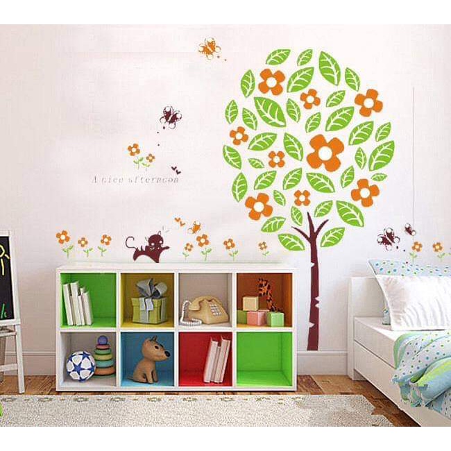 WALL STICKER - ORANGE FLOWER TREE
