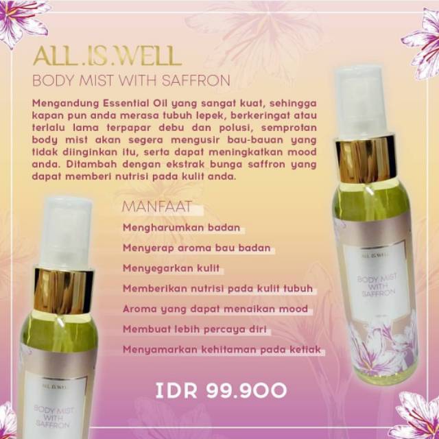 Body mist with saffron