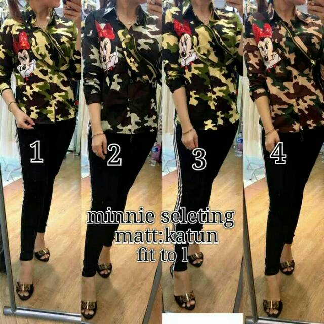Kemeja army mickey import blouse