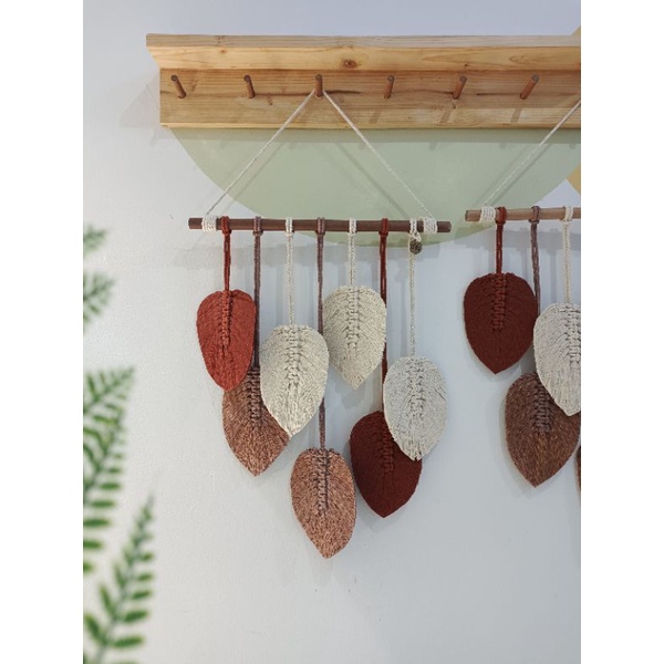 macrame daun hiasan dinding bentuk daun