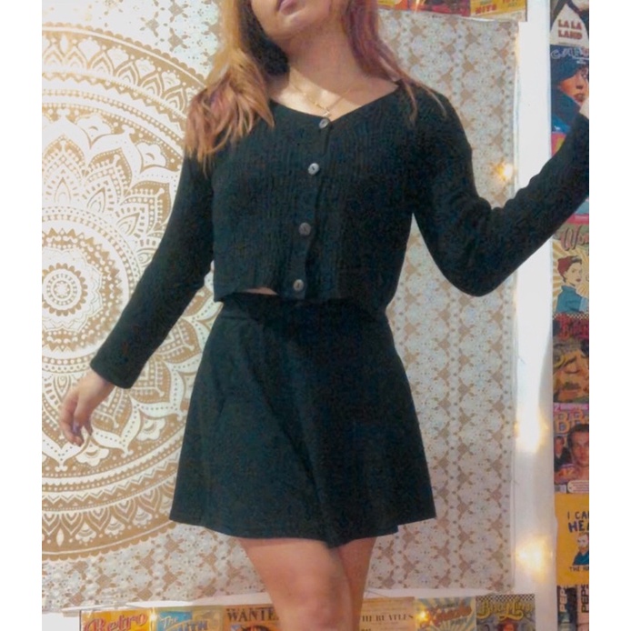 Black crop cardigan