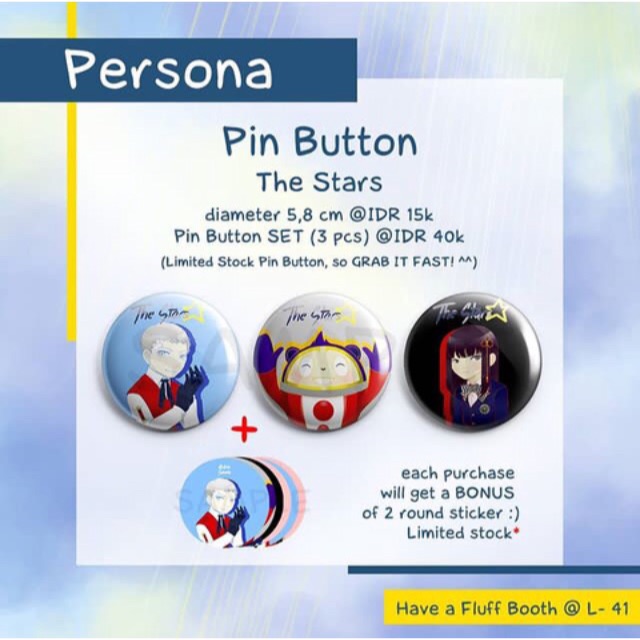 Persona 3, 4 & 5 Pin Button