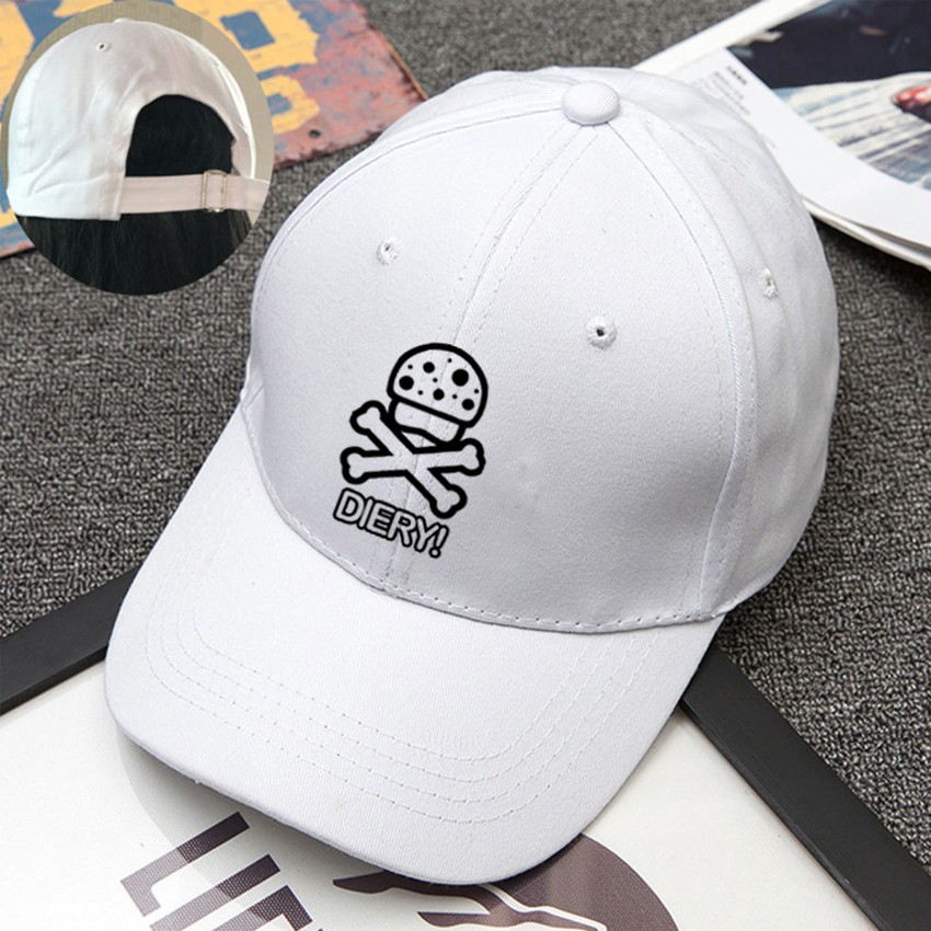 Topi Baseball Diery White - Black Premium