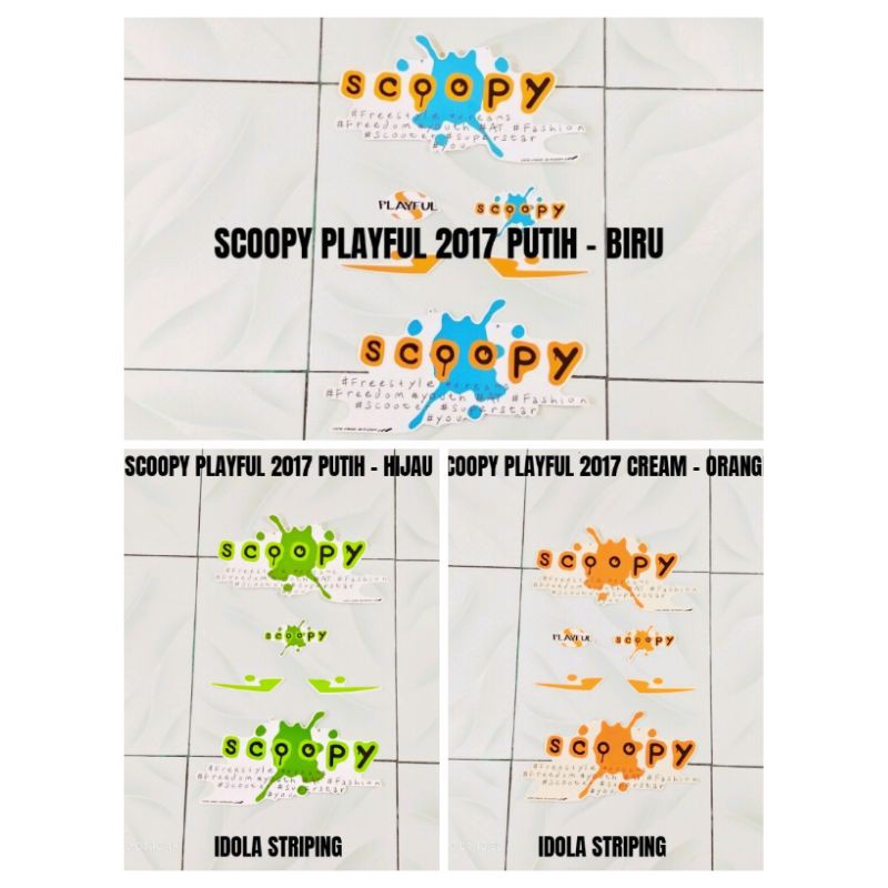 Striping Scoopy Playful 2017 Putih Biru
