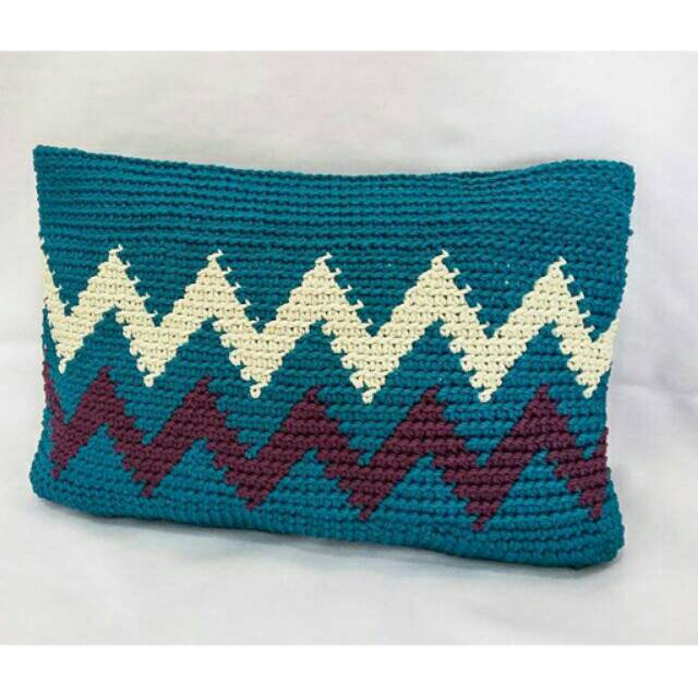 Dompet rajut zig zag