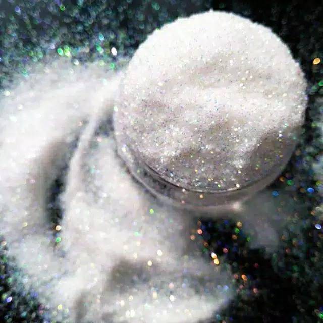 10cc bubuk glitter putih pelangi