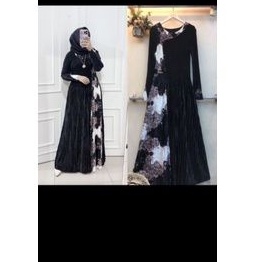gamis beludru leopard