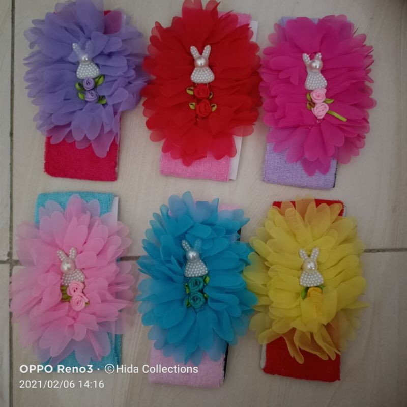 bandana bayi elastis bunga cantik