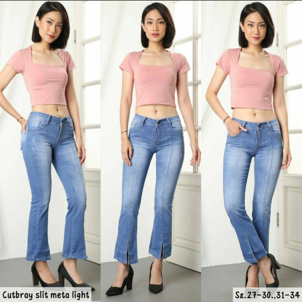 META CUTBRAY JEANS SLIT LIGHT BLUE