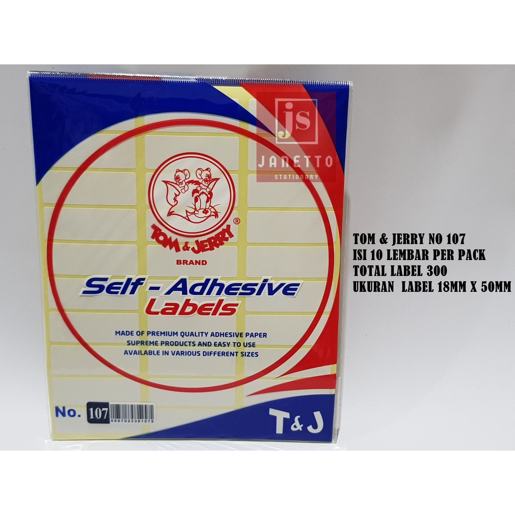 Label tom And Jerry No.107