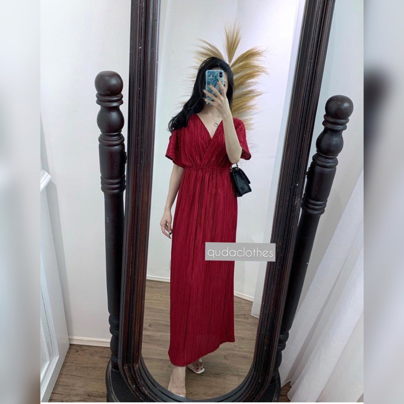 Dress Maroon Simple Elegant