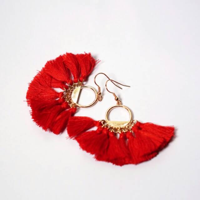 Tassel Earrings - Red