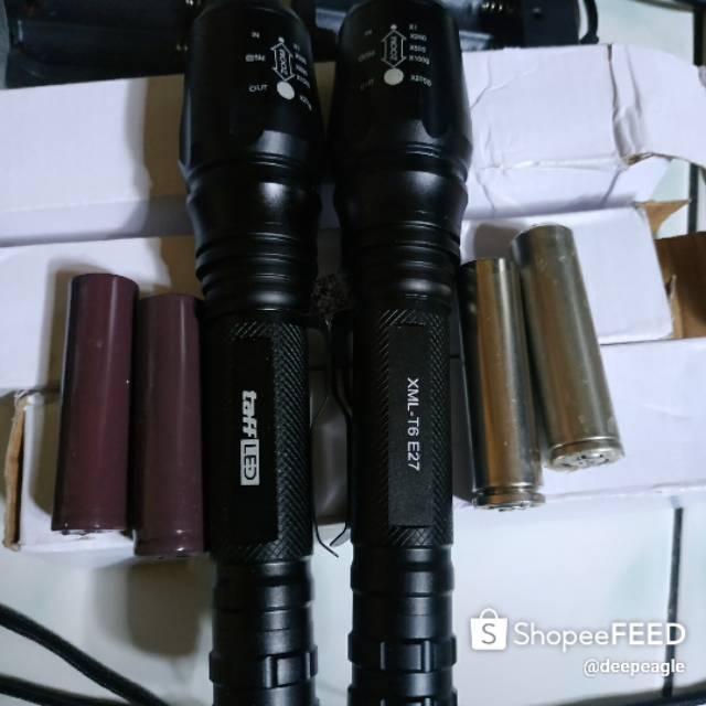 Senter LED tangan Doble batre komplit