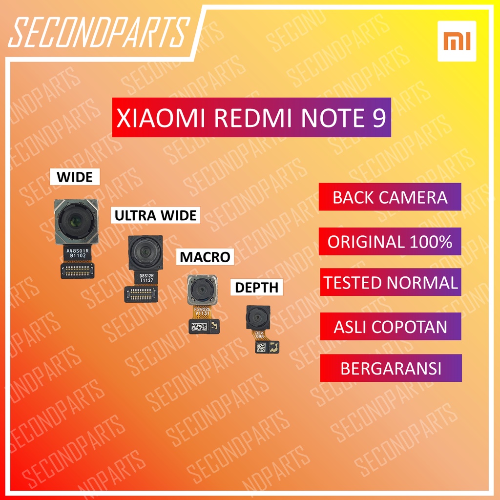 KAMERA BELAKANG BACK CAMERA REDMI NOTE 9 ORIGINAL COPOTAN